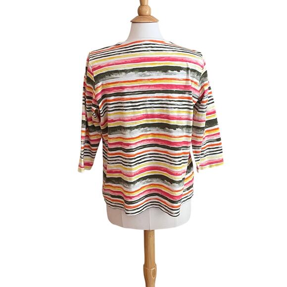 Kim Rogers 100% Cotton Perfectly Soft 3/4 Sleeve Striped T-Shirt, L - Picture 4 of 9